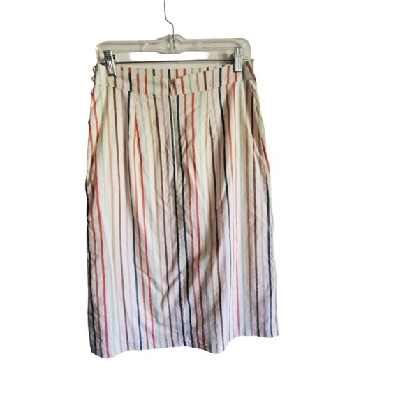 Madewell Cotton Blend Stripped Button Down the Side Skirt Size 4 - Picture 4 of 16